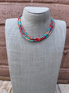 Handcrafted Turquoise & Spiny Oyster 16” Beaded Necklace