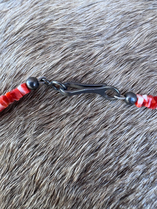 Handcrafted Turquoise & Spiny Oyster 16” Beaded Necklace