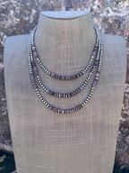 Handcrafted Purple Spiny & Sterling Silver 4mm Beaded Necklace
