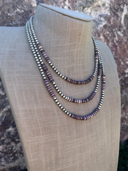 Handcrafted Purple Spiny & Sterling Silver 4mm Beaded Necklace