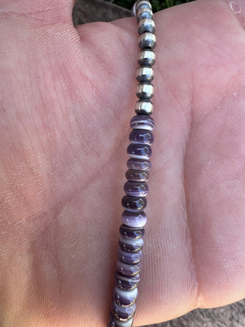 Handcrafted Purple Spiny & Sterling Silver 4mm Beaded Necklace