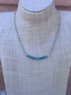 Handmade Sterling Silver & Hubei Turquoise Beaded Chain Necklace 18" by Roaming Buffalo