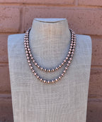 Handcrafted Patterned Copper 3&6mm Beaded Necklace
