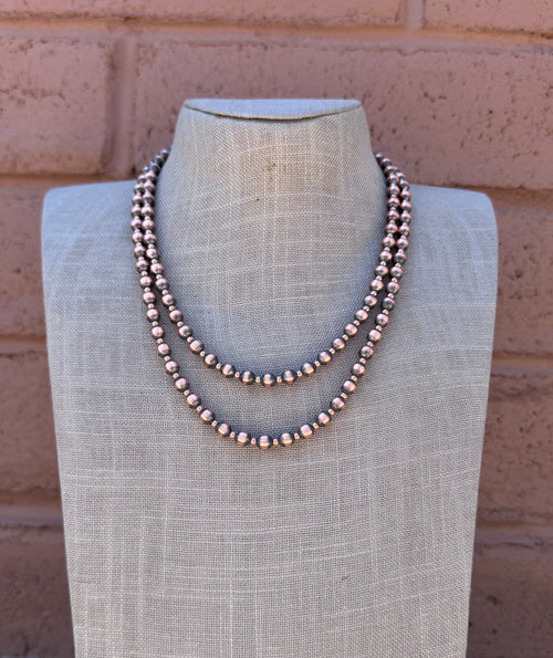 Handcrafted Patterned Copper 3&6mm Beaded Necklace