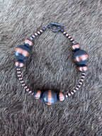 Handcrafted Copper 3-12mm Beaded Bracelet 7.25"