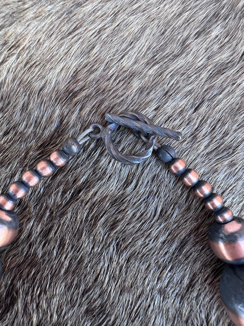 Handcrafted Copper 3-12mm Beaded Bracelet 7.25"