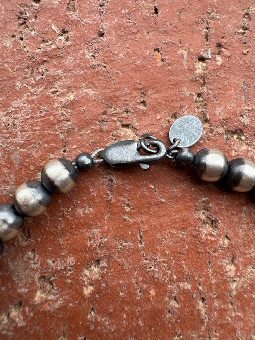 Handcrafted Sterling Silver Kingman Turquoise Beaded 6mm Bracelet