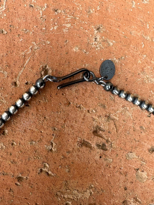 Handcrafted Blue Opal & Sterling Silver Beaded 3-6mm Necklace 20"