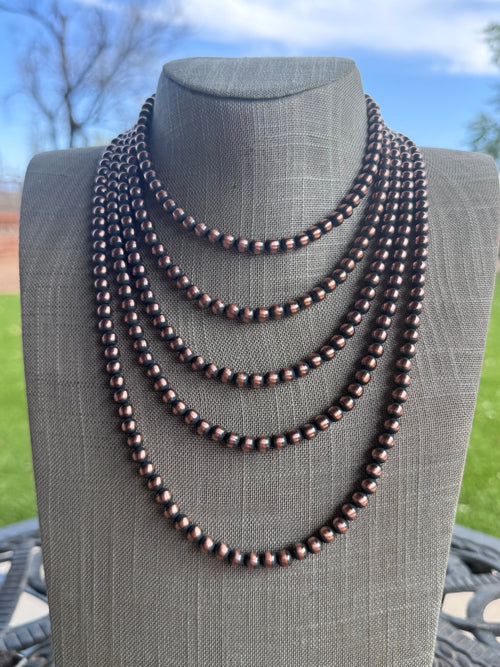 Handcrafted Copper 6mm Beaded Necklace