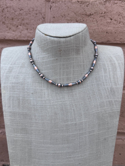 Handcrafted Copper Seed Bead Collection 3-6mm Beaded Necklace 16"