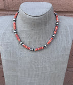 Handmade Sterling Silver Pearl & Spiny Beaded Necklace by Roaming Buffalo