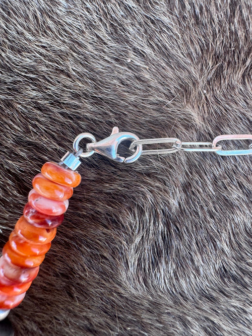 Handmade Sterling Silver Pearl & Spiny Beaded Necklace by Roaming Buffalo