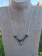 Handmade Sterling Silver Hubei Mixed Beaded Cowboy Hat Necklace by Roaming Buffalo 21"