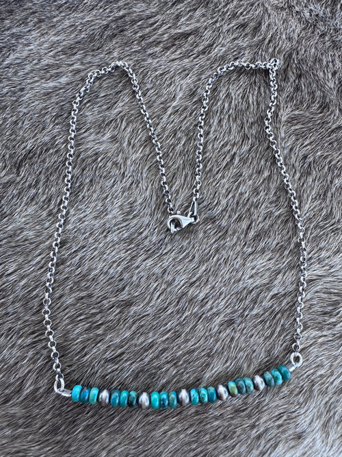 Handmade Sterling Silver Hubei & Pearl Beaded Necklace by Roaming Buffalo