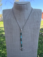 Handmade Sterling Silver Lone Mountain, Hubei, & Pearl Beaded Necklace by Roaming Buffalo