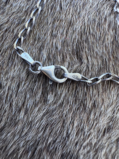 Handmade Sterling Silver Lone Mountain, Hubei, & Pearl Beaded Necklace by Roaming Buffalo