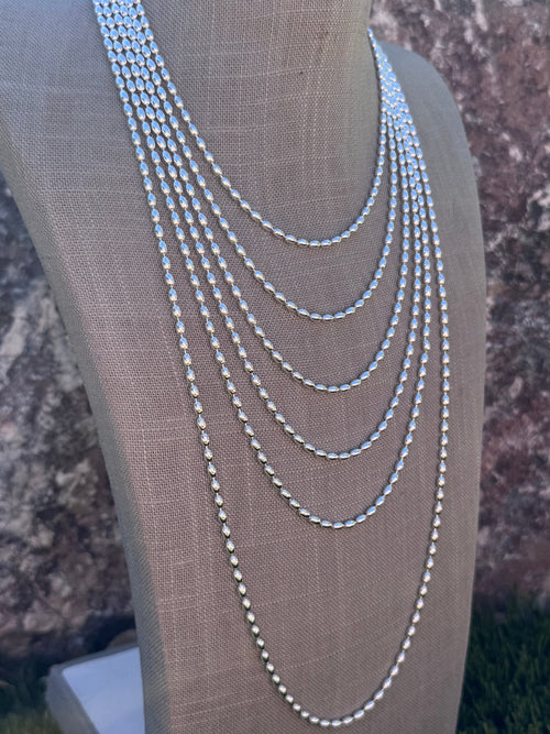 Handmade Sterling Silver Seed Bead 3-4mm Beaded Necklace