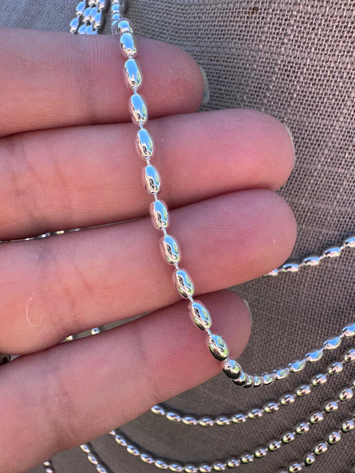 Handmade Sterling Silver Seed Bead 3-4mm Beaded Necklace