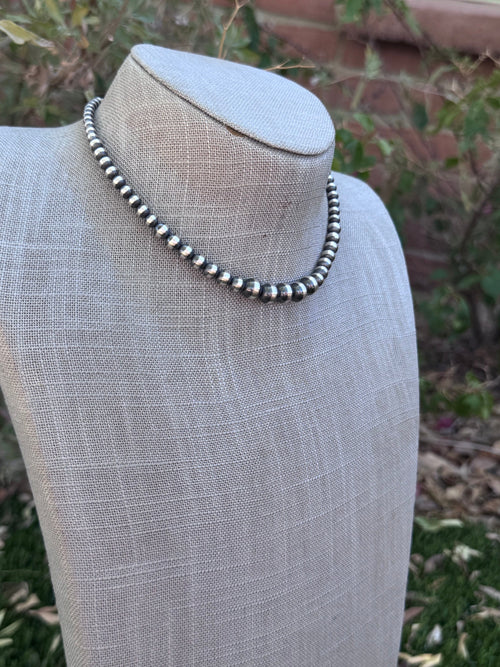 Handcrafted Graduated Sterling Silver Pearl 3-8mm Beaded Necklace