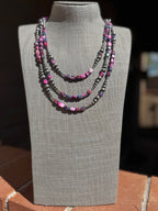 Handcrafted Sterling Silver & Pink Dream 3-6mm Beaded Necklace 24"