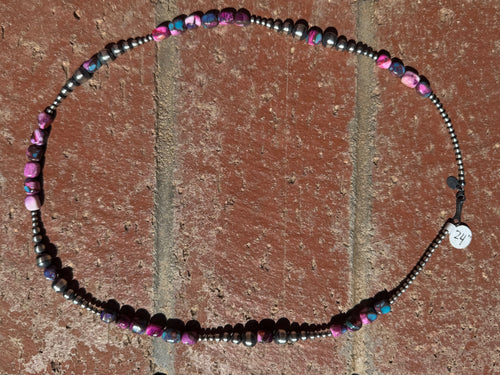 Handcrafted Sterling Silver & Pink Dream 3-6mm Beaded Necklace 24"