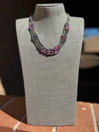 Handcrafted Sterling Silver & Pink Dream 3-6mm Beaded Necklace 20"