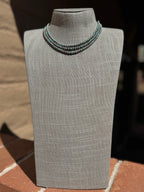 Handcrafted Kingman Turquoise & Sterling Silver 4mm Beaded Necklace 16"