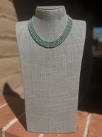Handcrafted Kingman Turquoise & Sterling Silver 4mm Beaded Necklace