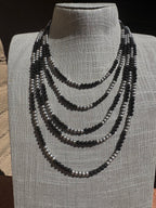 Handcrafted Pearl Sterling Silver & Black Onyx Beaded 4mm Necklace
