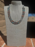 Sterling Silver & Multi Stone Beaded 4-6mm Necklace 24"