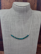 Handmade Sterling Silver & Hubei Turquoise Beaded Chain Necklace 22" by Roaming Buffalo