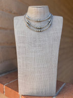 Handcrafted Sterling Silver Pearl Beaded 3-6mm Necklace