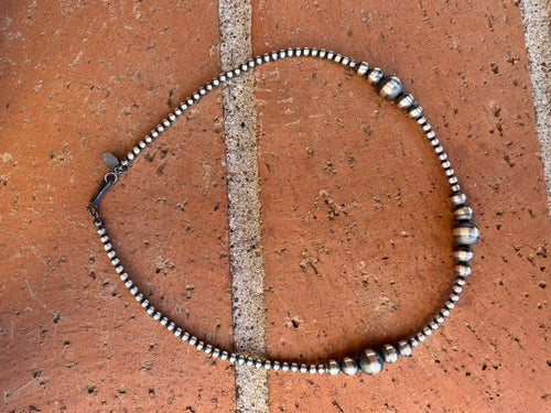 Handcrafted Sterling Silver Pearl Beaded 3-6mm Necklace