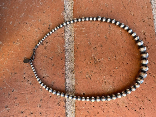 Handcrafted Sterling Silver Pearl 3-8mm Beaded Necklace