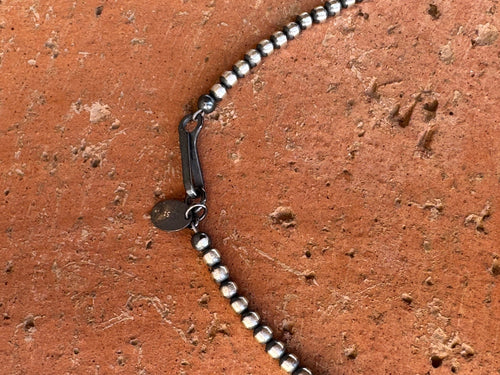 Handcrafted Sterling Silver & White Buffalo 3-5mm Beaded Necklace 14"
