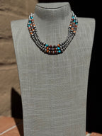 Sterling Silver & Multi Stone Beaded 4-6mm Necklace 18"