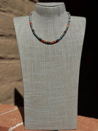 Handcrafted Sterling Silver & Multi Stone 4-6mm Beaded Necklace 18"