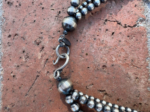 Handcrafted Multi Stone & Sterling Silver 3 Strand Beaded 3-8mm Necklace 16"