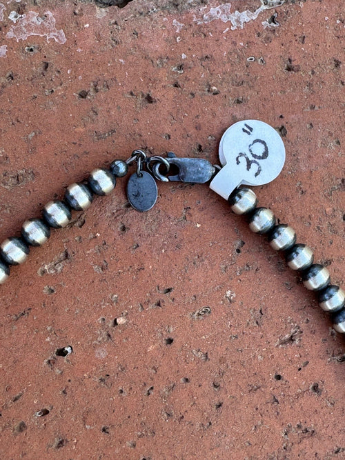 Sterling Silver & Multi Stone Beaded 5-8mm Necklace 30"