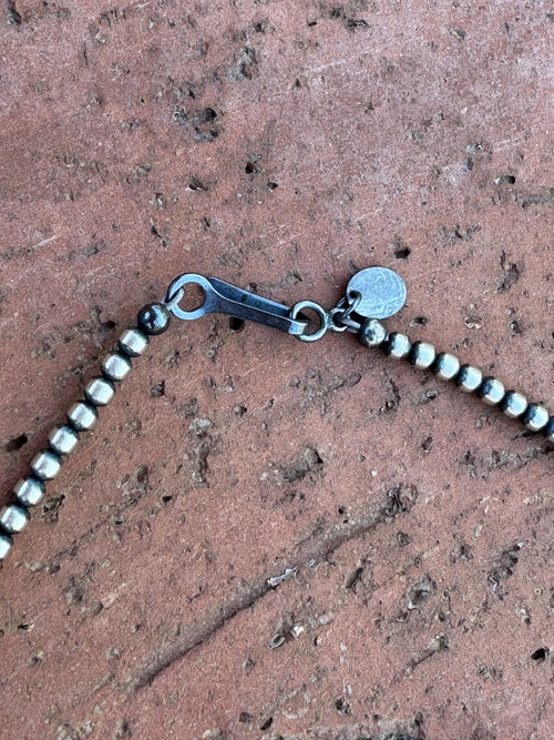 Handcrafted Blue Opal & Sterling Silver Beaded 3-8mm Necklace 16"