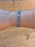 Handcrafted Blue Opal Beaded 3-6mm Bracelet 7"