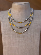 Handcrafted Sterling Silver and Palomino Turquoise Beaded 3-5mm Necklace