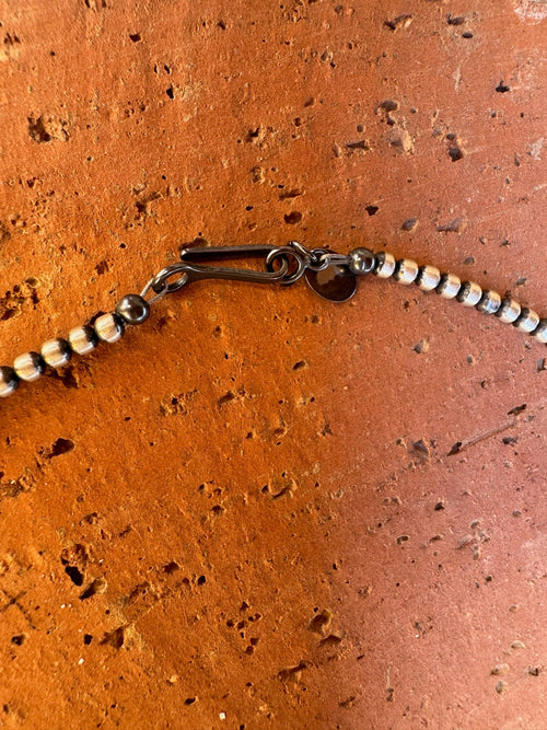 Handcrafted Sterling Silver and Palomino Turquoise Beaded 3-5mm Necklace