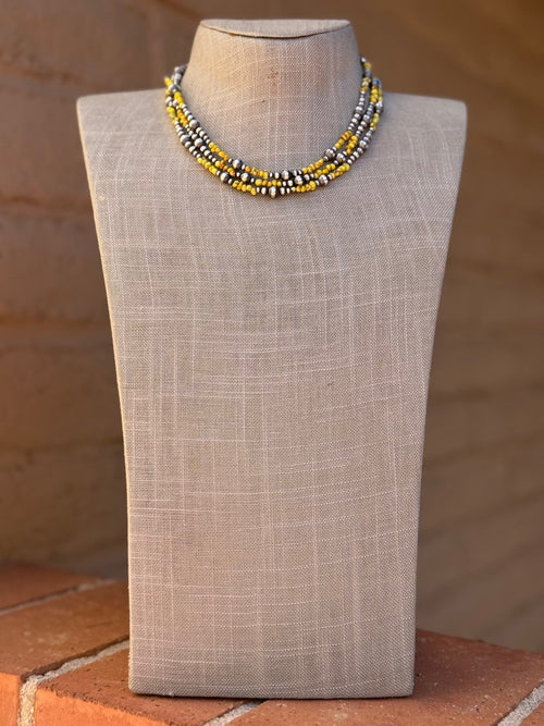 Handcrafted Sterling Silver Palomino Turquoise Beaded 3-6mm 16" Necklace