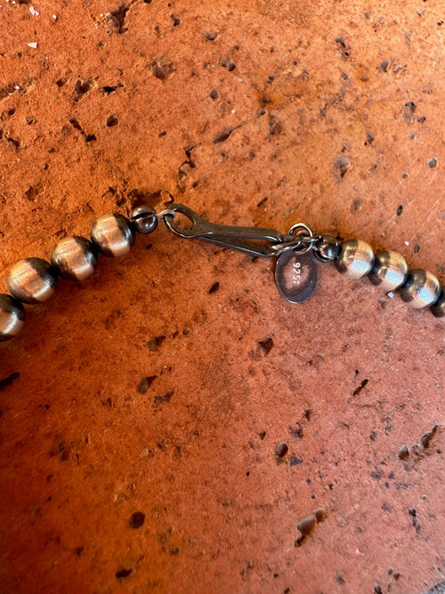 Handcrafted Sterling Silver and Palomino Turquoise Beaded 5-6mm Necklace 20"