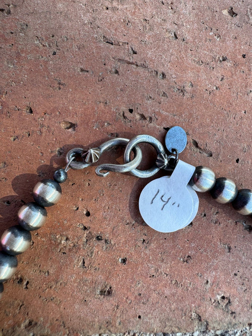 Handcrafted Turquoise & Sterling Silver Beaded 6mm Necklace