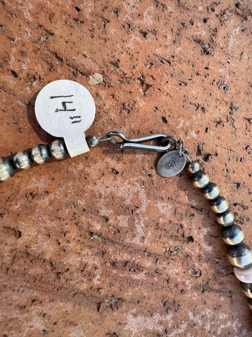 Handcrafted Pink Conch & Sterling Silver 4-6mm Beaded Necklace