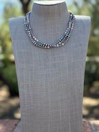 Handcrafted Pink Conch & Sterling Silver 3-6mm Beaded Necklace 18"