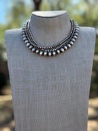 Handcrafted Sterling Silver 4-10mm Beaded 4 Strand Necklace 16"