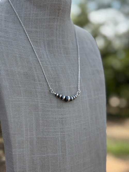 Handcrafted Sterling Silver 4-8mm Beaded Necklace 20"